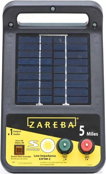 Solar Powered Low Impedance Electric Fence Charger, Black,Electric Fences