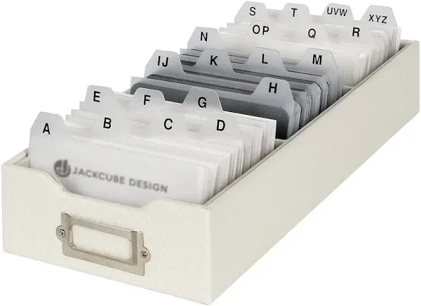 Business Card Holder Organizer for Desk, Index Card Box Storage, A-Z Alphabetica