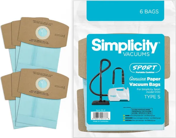 Simplicity Vacuum Bags SS-6 Type S, Sport 6 bags