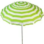 Deluxe 8 ft Lime and White Stripe Patio & Beach Umbrella with Travel Bag