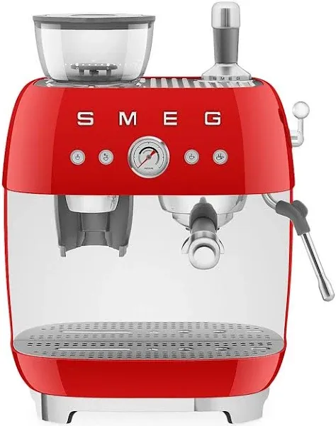 Smeg Espresso Coffee Machine with Grinder - Red