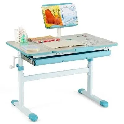 Costway Height-Adjustable Kids Desk with Tilt Desktop and Book Stand