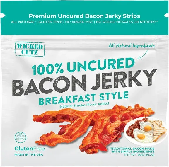 Breakfast Style Bacon Jerky | Tender, Flavorful, Easy to Chew, Premium Craft Bacon Jerky with 14g of Protein Per Bag, Gluten Free, High Protein, Low Calorie, Healthy Snacks for Adults (2 Bags)