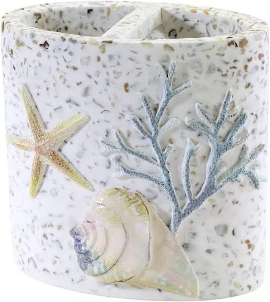 Avanti Linens Toothbrush Holder Resin Countertop Accessories, (Coastal Terrazo Collection)