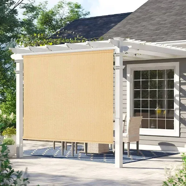 Amagenix Outdoor Roller Shades 6&#039;W x 6&#039;H Exterior Cordless Patio Shades Roll ...