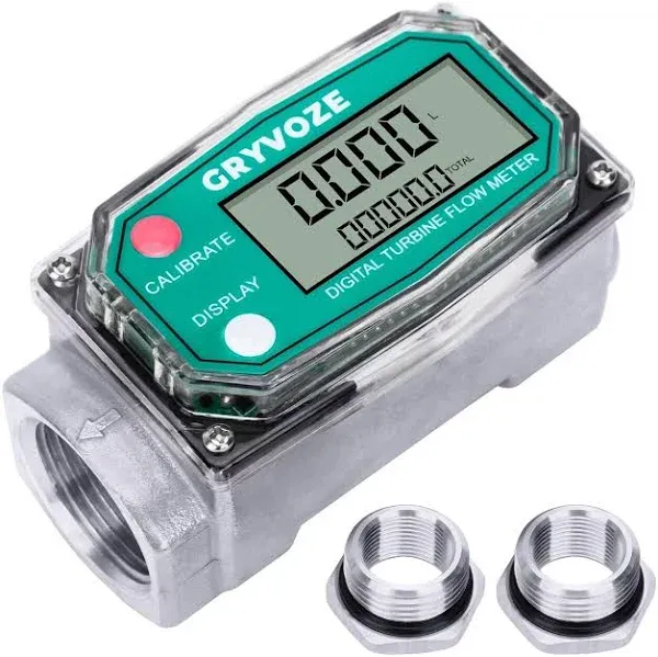 GRYVOZE 1 inch Digital Turbine Fuel Flow Meter