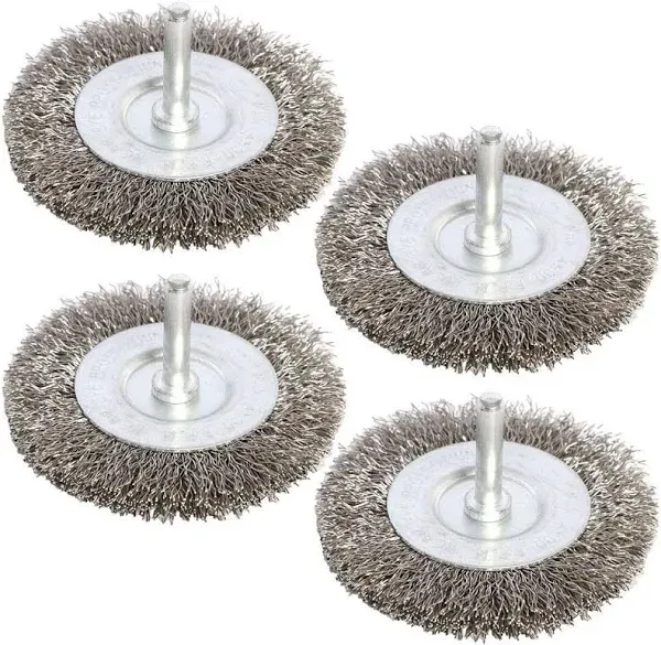 4PCS 3 Inch Stainless Steel Wire Wheel Brushes Kit for Drill with 1/4-Inch Shank,Wire Wheels for Power-Operated Grinders