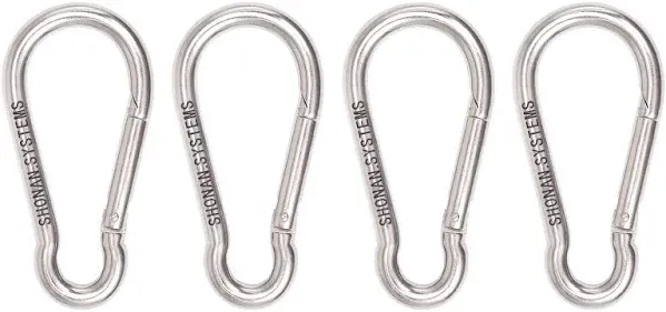 4 Inch Carabiner Clips- 2 Pack Heavy Duty Stainless Steel Spring Snap Hook D ...