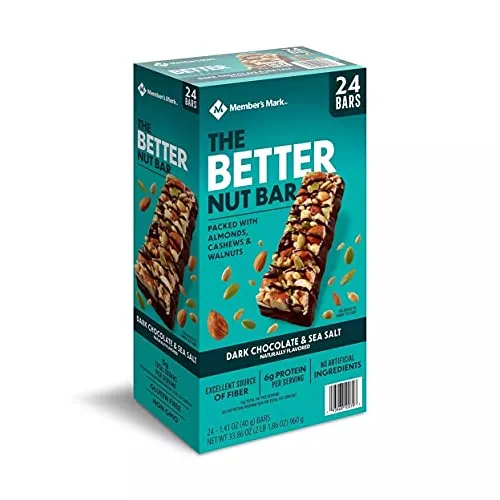 Member&#039;S Mark the Better Nut Bar, Dark Chocolate and Sea Salt (24 Ct.)