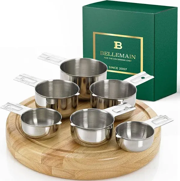 Bellemain One Piece Stainless Steel Measuring Cups - Nesting Measuring Cups for Kitchen, Bakers Measuring Cups, Dry Measuring Cups - Ml & Oz Measuring Cup for Liquid, Metal Measuring Cup Set of 6