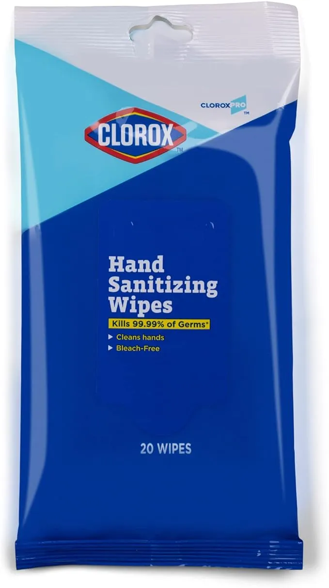 Clorox Pro Hand Wipes in Resealable Pouch, 20 Ct | Clorox Alcohol Free Wipes with BZK | Clorox Hand Wipes, Travel Hand Wipes, Alcohol Free Hand Wipes, Wipes for Hands