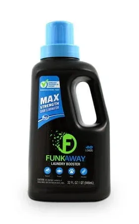 FunkAway Laundry Detergent Booster, 32 oz., Eliminates Extreme Trapped-In Odors and Stains from Activewear, Sports Uniforms, Pet Bedding, Towels and Bed Linens