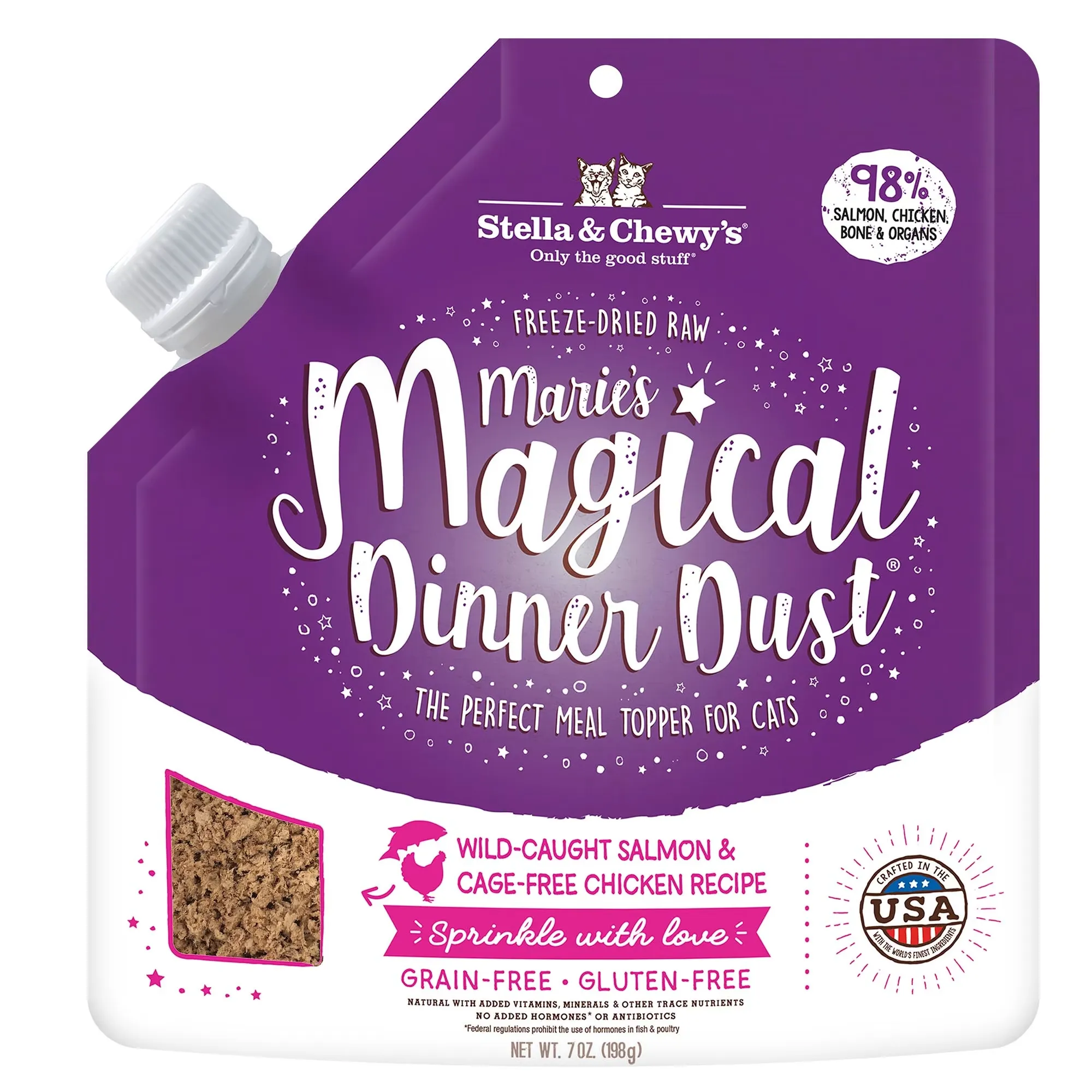 Stella & Chewy's Freeze-Dried Raw Marie's Magical Dinner Dust Wild-Caught Salmon & Cage-Free Chicken Recipe Dry Cat Food, 7 oz.