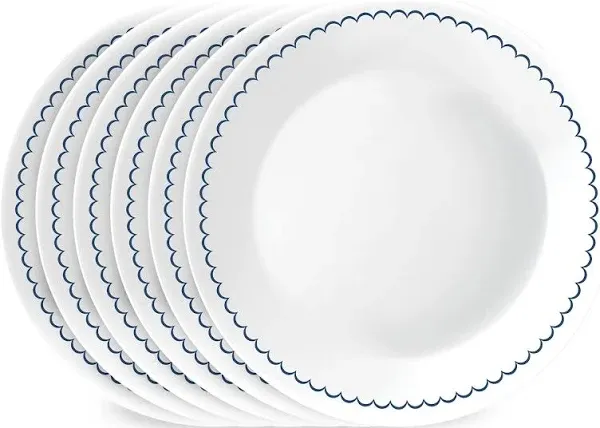 Corelle 6-Piece 8.5" Lunch Round Plates, Vitrelle Triple Layer Glass, Lightweight Round Plates, Salad Plates, Chip and Scratch Resistant