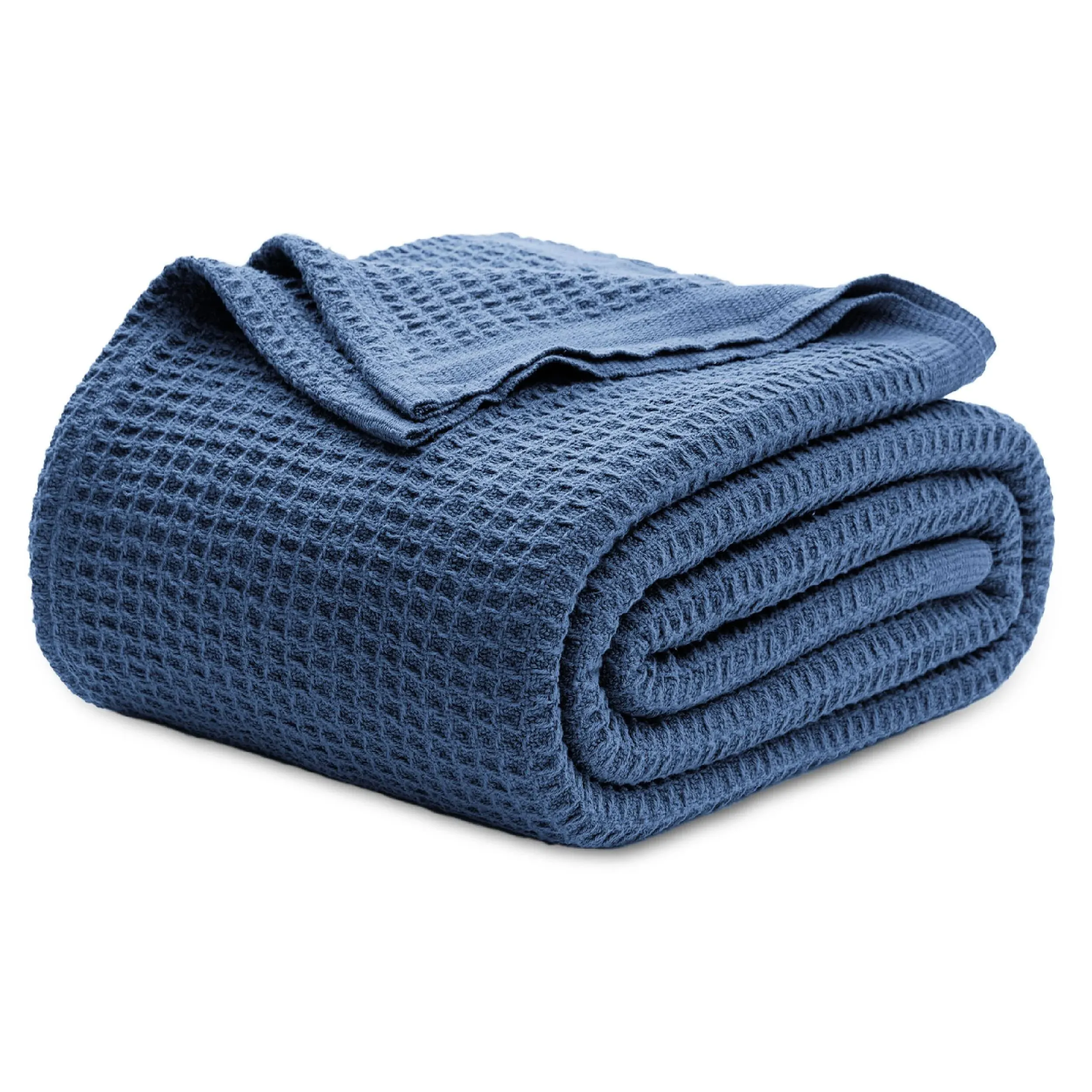 100% Cotton Blankets Queen Size Lightweight Fall Blankets, Navy, 90x90 Inches