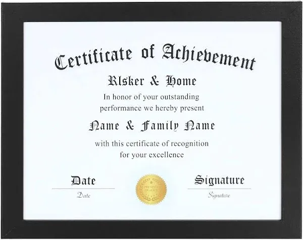 8.5x11 Certificate Frame Classic Black Color Frame Document&amp;certi<wbr/>ficate Displays