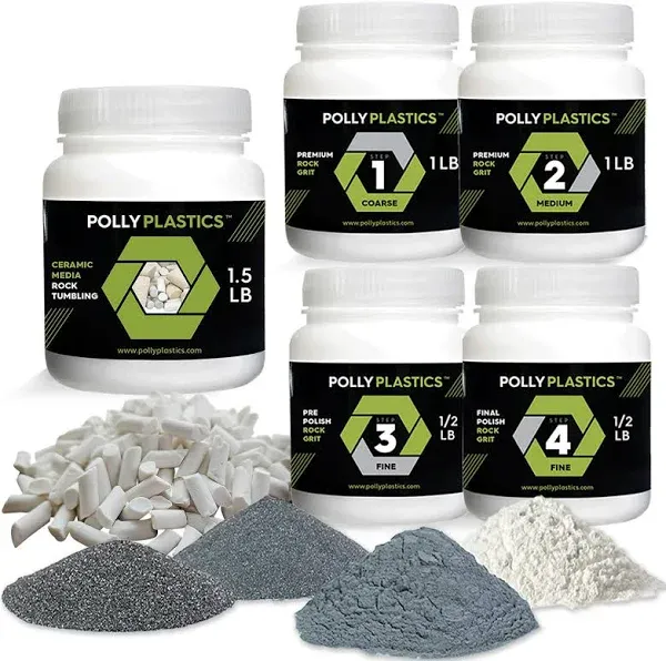 Polly Plastics Rock Tumbler Grit Kit