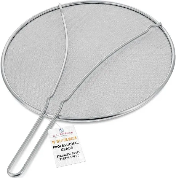 U.S. Kitchen Supply 13" Stainless Steel Fine Mesh Splatter Screen with Resting Feet