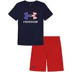 Under Armour Little Boys 2T-7 Short Sleeve Freedom Flag Logo T-Shirt Shorts Set - 4