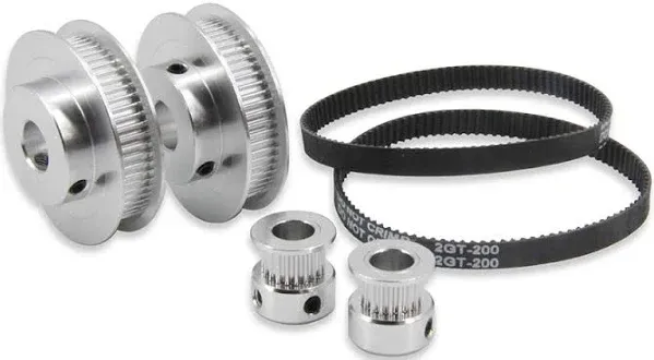 Zeberoxyz 2pcs Set GT2 Synchronous Wheel 20&60 Teeth 8mm Bore Aluminum Timing Pulley with 2pcs Length 200mm Width 6mm Belt (20-60T-8B-6)