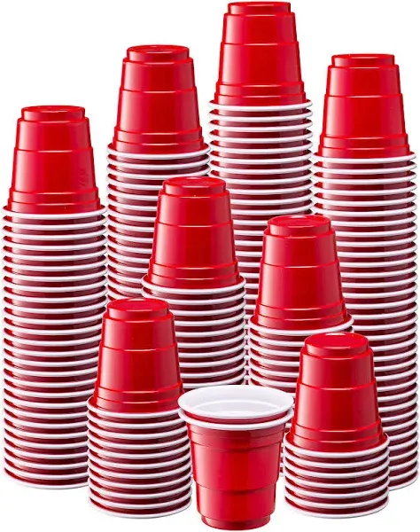 Comfy Package Mini Plastic Shot Glasses 2 oz. Red 300 Count