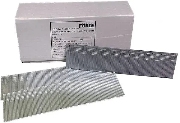 Galvanized Steel 18 Gauge 18Ga 1-1/4" Brad Nails F32 18G 1-1/4" Inch Long Brads 1-1/4 inch Collated Brad Nails 5,000 Per box