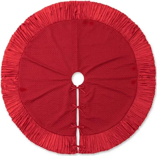 Glitzhome Oversized Deluxe Velvet Ruffled Christmas Tree Skirt