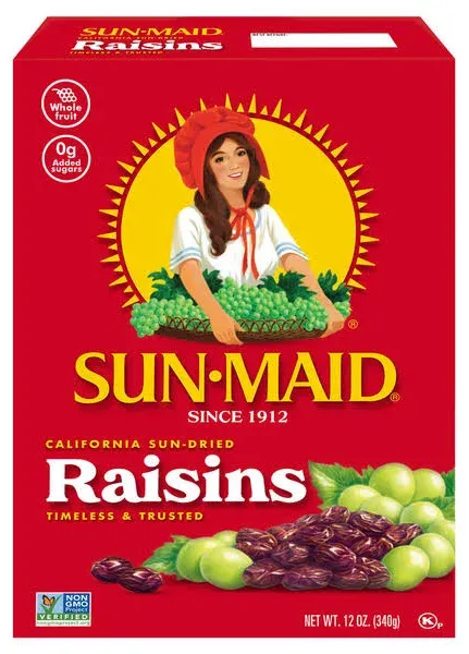 Sun-Maid California Sun-Dried Raisins - (12 Pack) 12 oz Sharing-Size Box - Dried Fruit Snack for Lunches, Snacks, and Natural Sweeteners