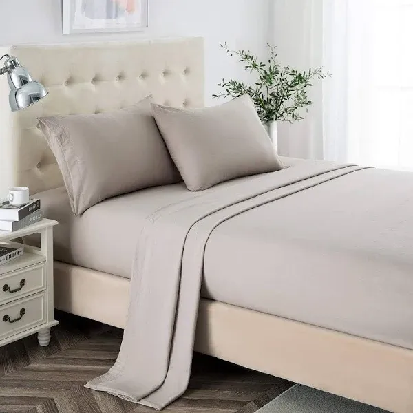 Lanest Housing Twin Sheets Sets, 2400 Thread Count Soft 3-Piece Twin Size Taupe