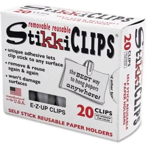 Advantus StikkiCLIPS, 40 Sheets, White, 20/Pack