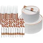 Prestee 350 Piece Rose Gold Disposable Dinnerware Set