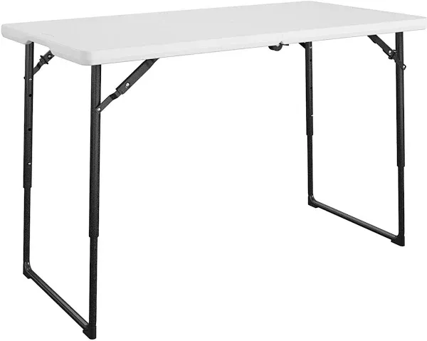 4' White Fold-In-Half Folding Utility Table