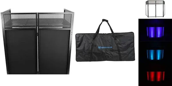 Rockville ROCKBOOTH DJ Event Booth Facade w/Built in Table+Travel Bag+Scrims