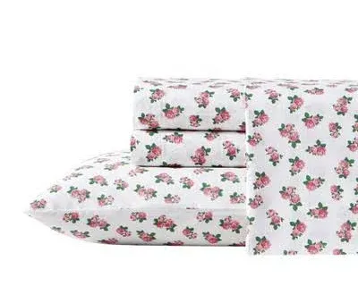 Betsey Johnson Teeny Tiny Roses Cotton Percale 4 Piece Sheet Set