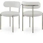 Sherwood Solid Back Boucle Side Chair (Set of 2) AllModern Leg Color: Brushed Brass, Upholstery Color: Cream