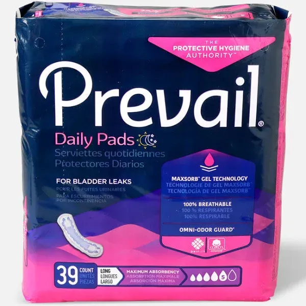 Prevail Daily Incontinent Pads - 13&#034; Long - PV-915/1 - Maxsorb Gel - 39 per Pack