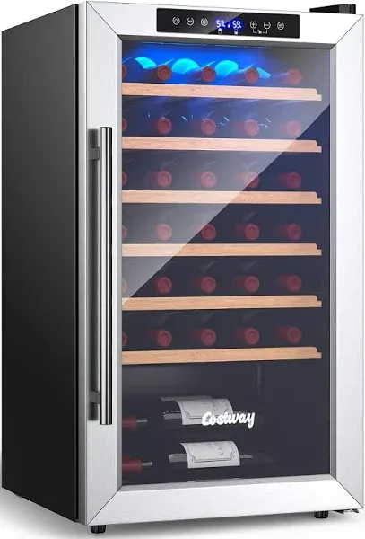 Costway 43 Bottle Wine Cooler Refrigerator Dual Zone Temperature Control