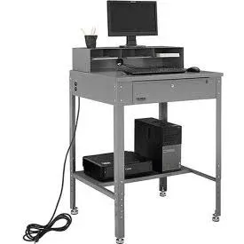 Global Industrial Flat Top Shop Desk W Pigeonhole Compartments, 34-1/2"W x 30"D, Gray