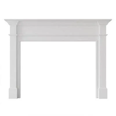 Modern Ember Lakeport Traditional Wood Fireplace Mantel Surround Kit, White with 56 Inch Opening | Elegant Design with Decorative Trim Molding; Includes Wooden Mantel Surround & Shelf