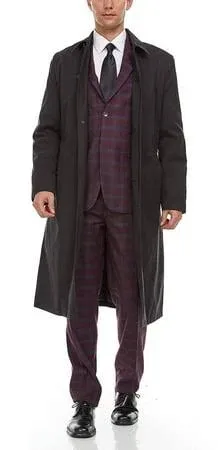 Adam Baker Men's Modern Fit Single-Breasted Belted Trench Coat