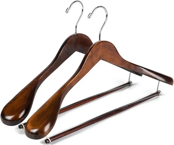 Quality Hangers Luxury Wide Shoulder Wooden Hangers