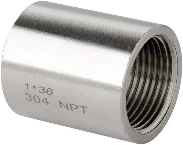 Quickun 304 Stainless Steel Pipe Coupling Fitting, 1/2" x 1/2" Female Pipe Coupler Connector Adapter Fitting (4" Length)