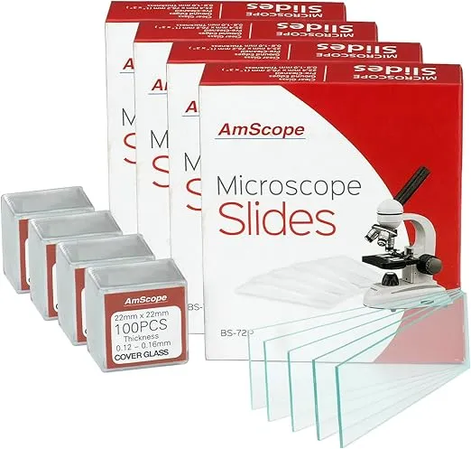 AmScope BS-72P-100S-22 72 Pieces of Pre-Cleaned Blank Microscope Slides (4 Count)