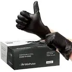 FifthPulse Black Vinyl Disposable Gloves Small 50 Pack - Latex Free, Powder Free Medical Exam Gloves - Surgical, Home, Cleaning, and Food Gloves - 3