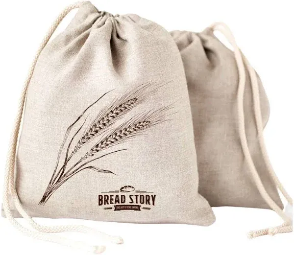 Linen Bread Bags 2pack 11 X 15 Inch Ideal For Homemade Bread Unbleached Reusable