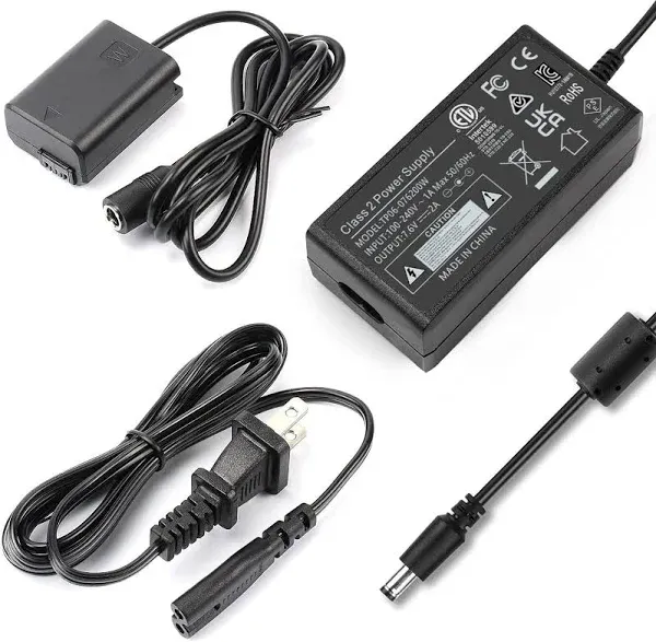 AC-PW20 AC Power Adapter NP-FW50 A6400 A6000 Dummy Battery Kit PW20 for Sony Alpha ZV-E10 A5100 A6100 A6300 A6500 A7II A7S A7SII A7R A7RII DSC-RX10 NEX-5 Cameras Continuous Power Supply