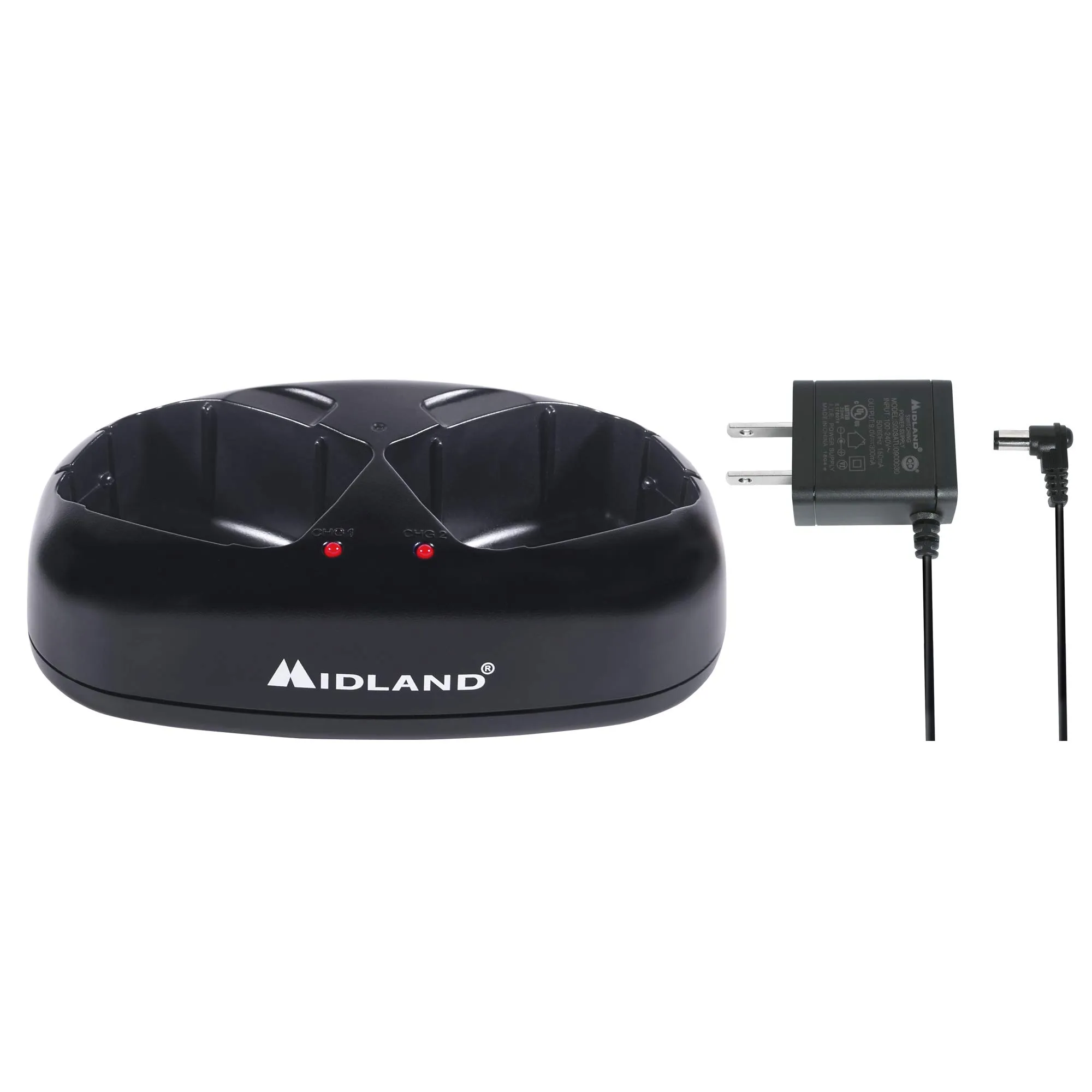 Midland®– AVP10 Dual Desktop Charger for GXT Series Radios with AC Wall Adaptor