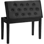 SONGMICS Duet Piano Bench with Padded Cushion and Storage Compartment for Music Books, Tufted Wooden Seat, Black ULPB074B01