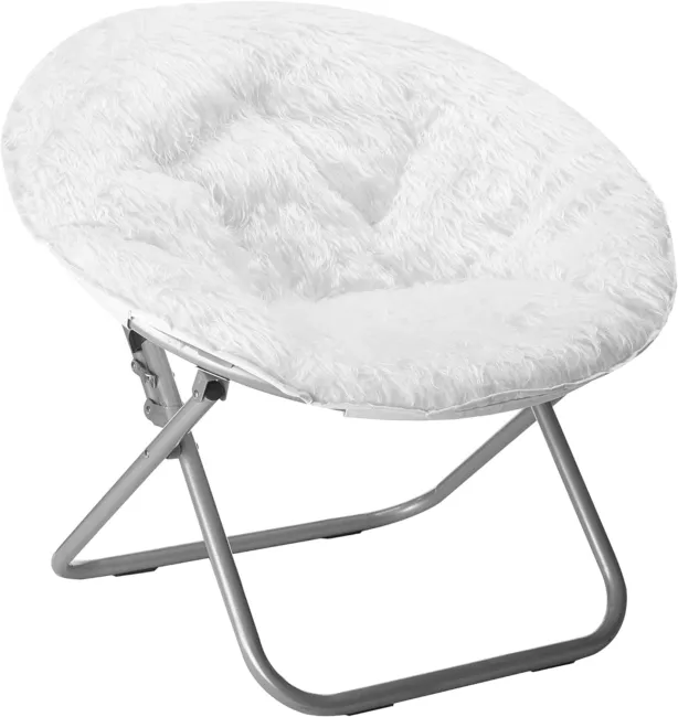 Mongolian Faux Fur Saucer Chair, off White