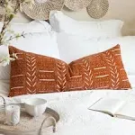 Boho Lumbar Throw Pillow Cover 14X36, Decorative Long 14&#034; x 36&#034; Brick Red